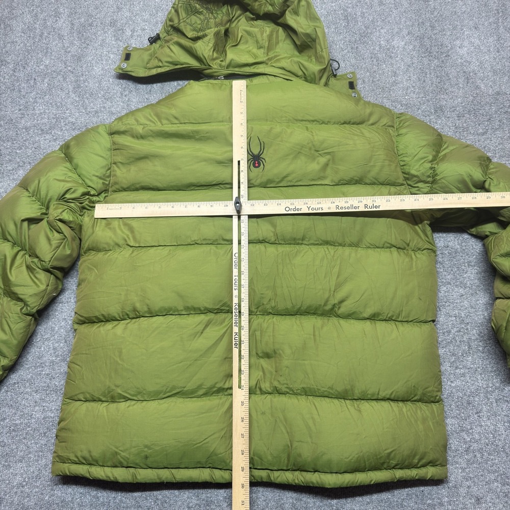 Spyder Down Jacket Mens XL Green Hooded Puffer Insulated Ski Snow Winter Coat - Picture 11 of 13